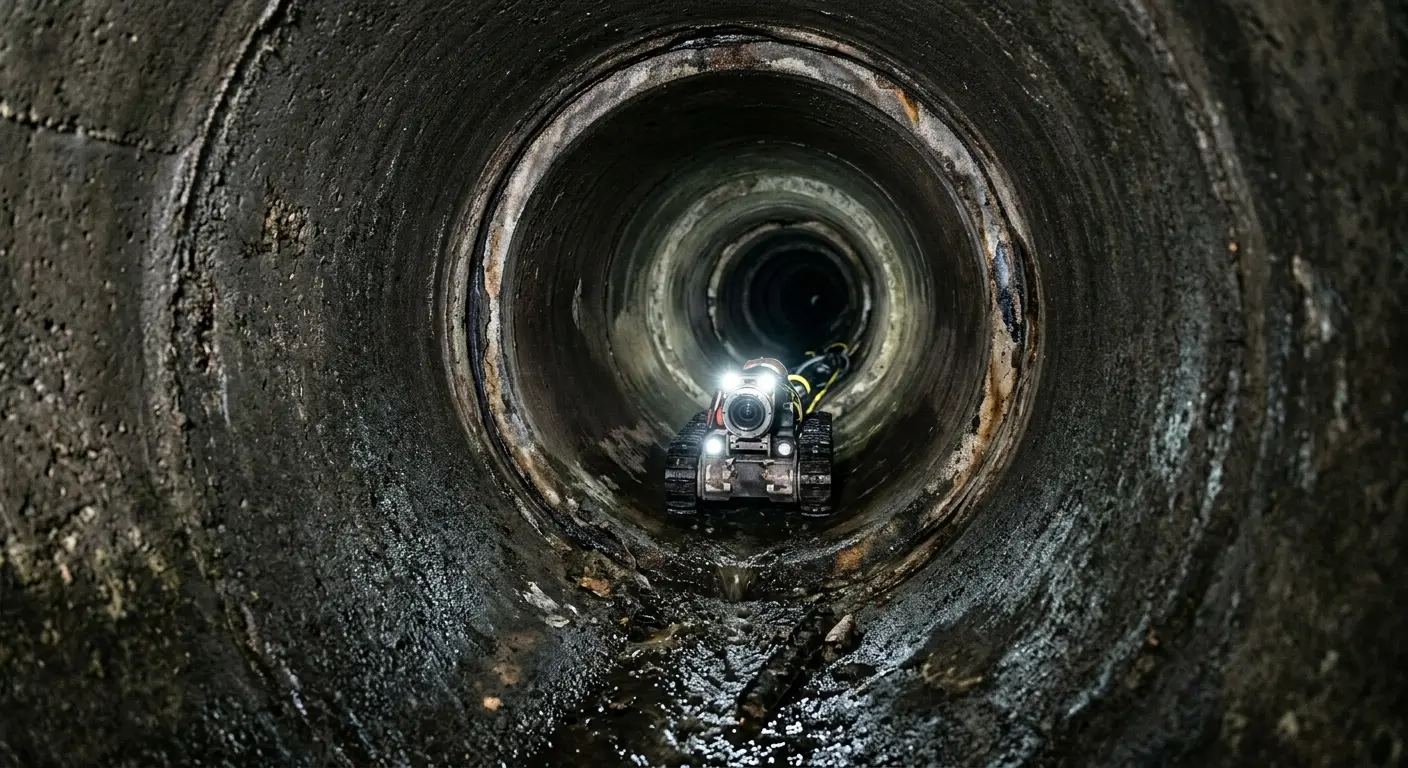 Robotic sewer camera inspecting pipe interior for Drain Snake Service in Calumet